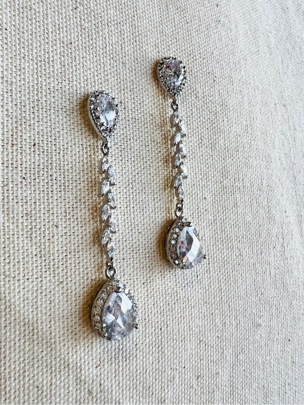 Silver Vintage Zirconia Dangle Drop Earrings